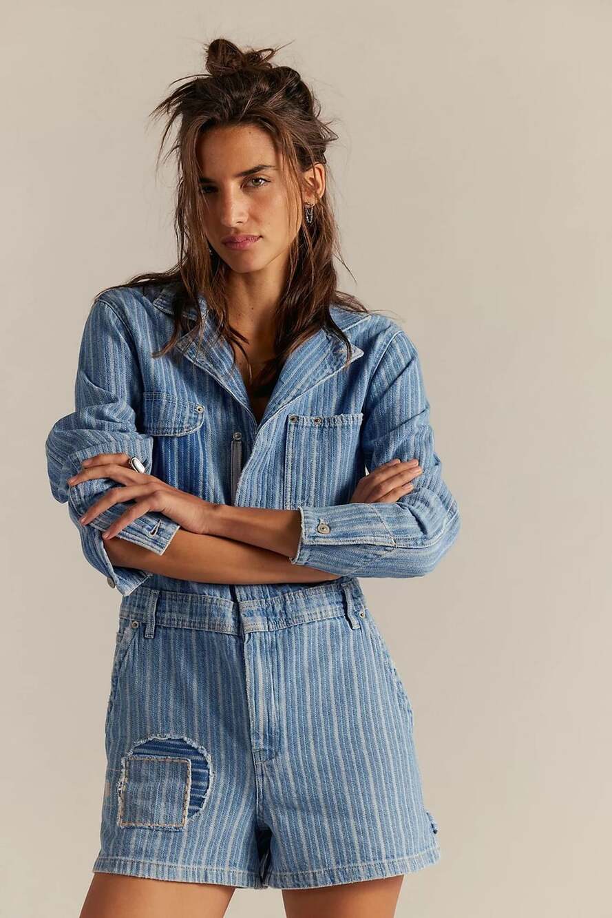 We The Free Downtown Denim Coveralls Romper
